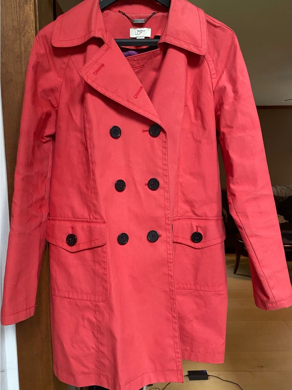 LOFT Pink Double-Breasted Trench Coat